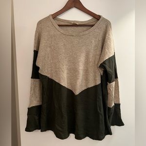 Light Knit Beige and Green Sweater